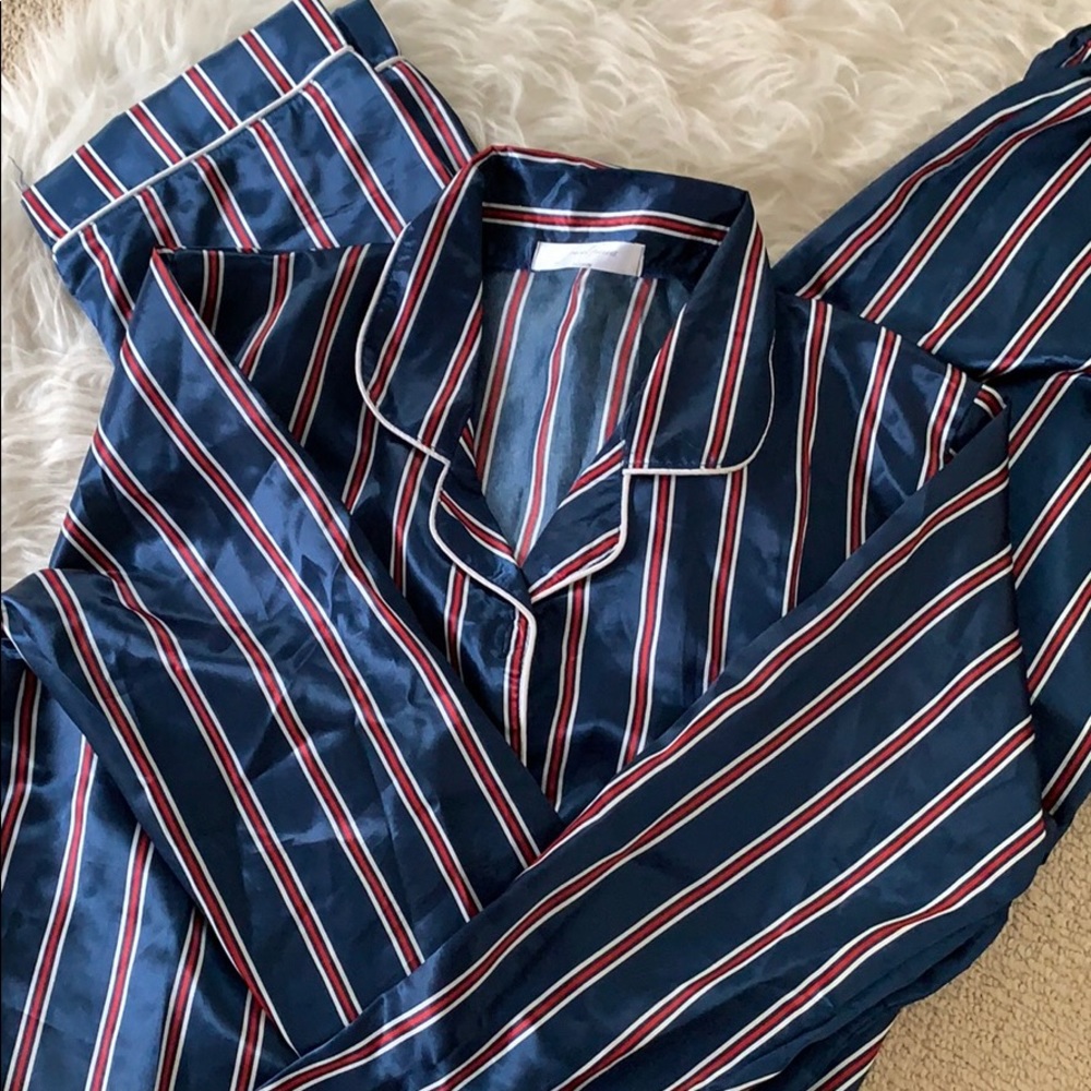 Blue striped silky Pj set small